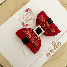 Load image into Gallery viewer, Red Santa Claus Buckle Hair Bow Headband or Clip
