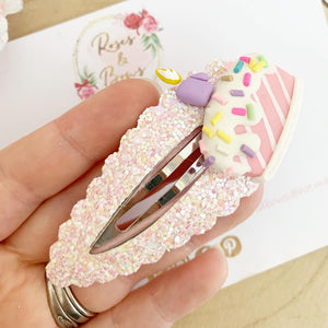 Birthday Cake Glitter large snap clip