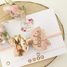 Load image into Gallery viewer, Personalised Name Easter Bunny Hair Bow Headband or Clip
