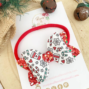 Christmas Coffee Hair Bow Headband or Clip