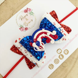 July 4th Independence Day Hair Bow Headband or Clip