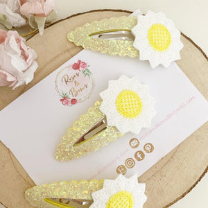 Daisy large glitter snap clip