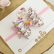Load image into Gallery viewer, Pink Easter Bunny Hair Bow Headband or clip

