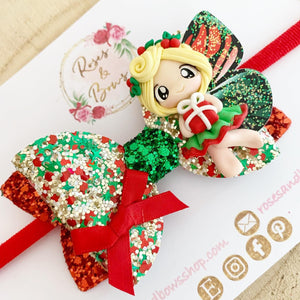 Christmas Fairy Hair Bow Clip or Headband