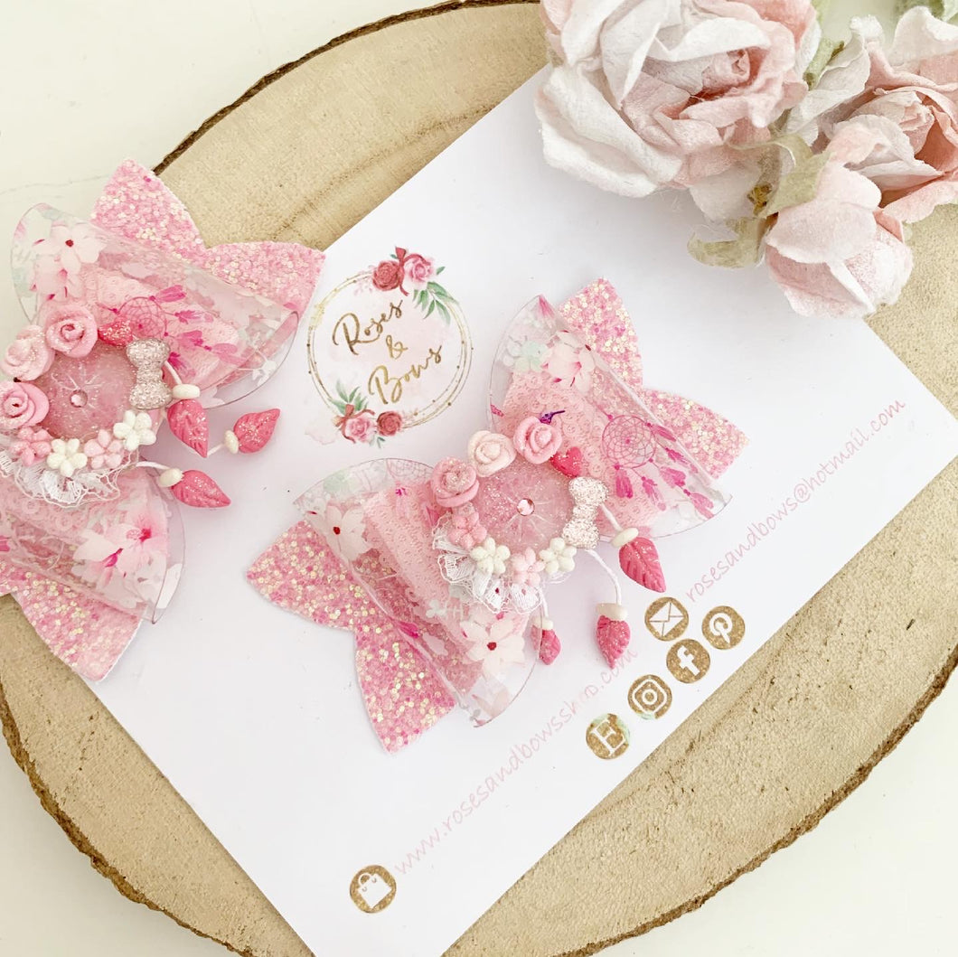 Dream Catcher Glitter Hair Bow Headband or Clip