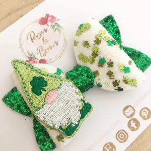 St Patrick’s Day Gonk Gnome Hair Bow Headband or Clip