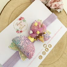 Load image into Gallery viewer, Ice Cream Glitter Bow Headband or Clip
