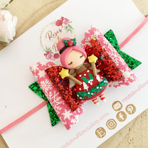 Christmas Girl Hair Bow Clip or Headband