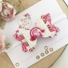 Load image into Gallery viewer, Valentine’s Day Rainbow Heart Love Letter Hair Bow Headband or Clip
