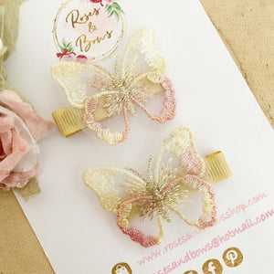 Gold embroidered butterfly m clip