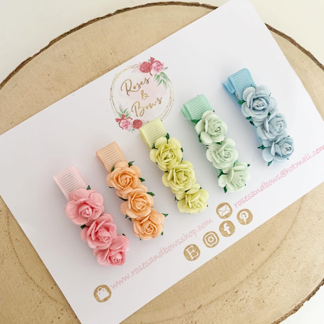 Pastel Rose Clips or Clip Set