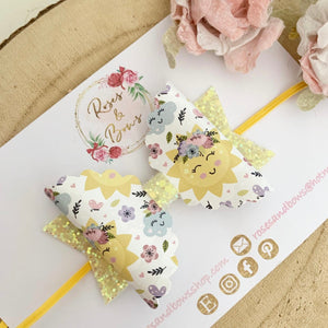 Summer sunshine Hair Bow Headband or Clip