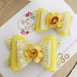 Daffodil Hair Bow Headband or clip