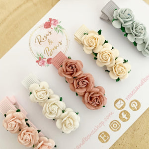 Neutral Rose Clips or Clip Set