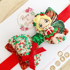 Christmas Fairy Hair Bow Clip or Headband
