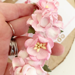 Pink flower crown headband