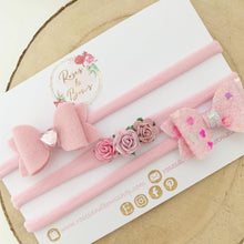 Load image into Gallery viewer, Pink valentines pink headband set
