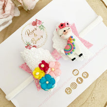 Load image into Gallery viewer, Llama Hair Bow Headband or Clip
