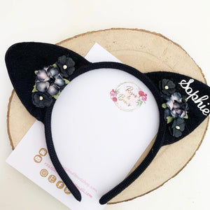 Personalised Name Halloween Cat Ears Headband