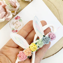 Load image into Gallery viewer, Rainbow Bunny Ears Easter headband - Girls Hairband - Photo Prop
