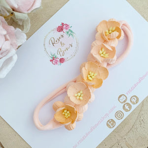 Peach cherry blossom nylon headband