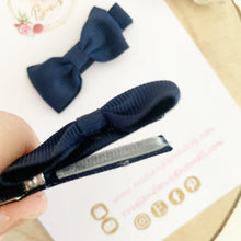 Load image into Gallery viewer, Navy Blue School Small Hair Bow Clip Set
