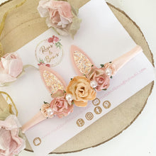 Load image into Gallery viewer, Peach Blush Bunny Ears Easter headband - Girls Hairband - Photo Prop
