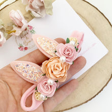 Load image into Gallery viewer, Pink and Peach Bunny Ears Easter headband - Girls Hairband - Photo Prop
