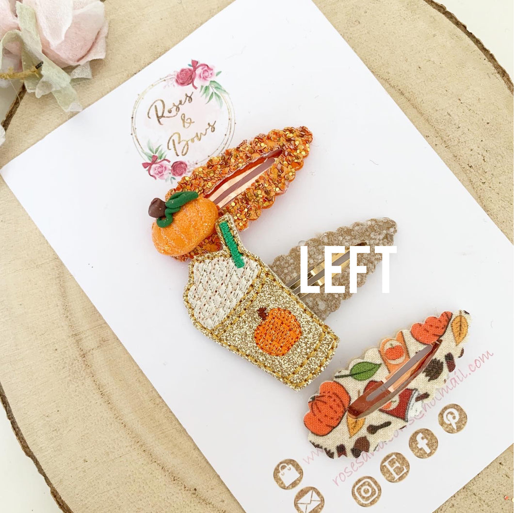 Pumpkin spice scalloped snap clip set