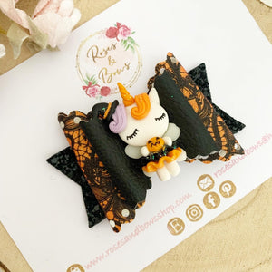 Halloween unicorn Hair Bow Headband or Clip