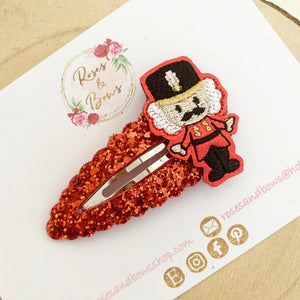 Christmas nutcracker glitter large snap clip