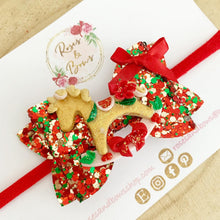 Load image into Gallery viewer, Christmas Rocking Horse Hair Bow Clip or Headband
