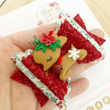 Load image into Gallery viewer, Christmas reindeer Hair Bow Headband or Clip
