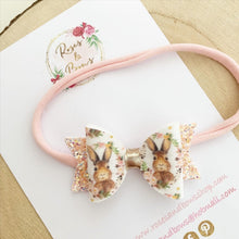 Load image into Gallery viewer, Easter Bunny Glitter Hair Bow Headband or Clip
