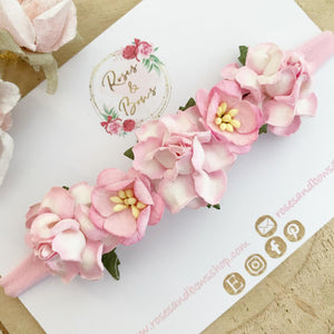 Pink flower crown headband