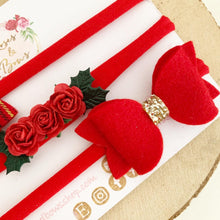 Load image into Gallery viewer, Red Tartan Christmas headband set
