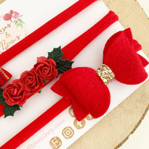 Red Tartan Christmas headband set