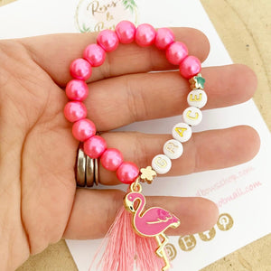 Girls Flamingo Personalised Bracelet