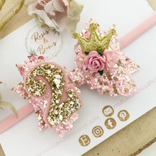 Load image into Gallery viewer, Birthday Princess Hair Bow - Birthday Headband - Birthday Hair Clip
