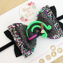 Load image into Gallery viewer, Witch Rainbow Halloween Hair Bow Headband or Clip
