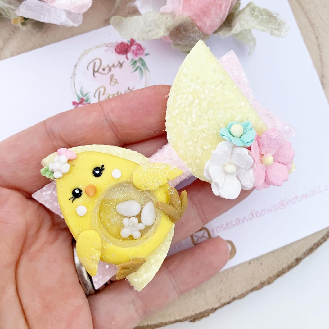 Easter Chick Shaker Hair Bow Headband or Clip