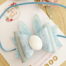Load image into Gallery viewer, Blue Bunny Ears Easter Hair Bow Headband or Clip
