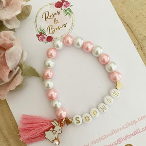 Girls Personalised Easter Bunny Bracelet