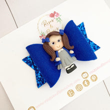 Load image into Gallery viewer, Blue School Girl Hair Bow Headband or Clip READY TO SHIP
