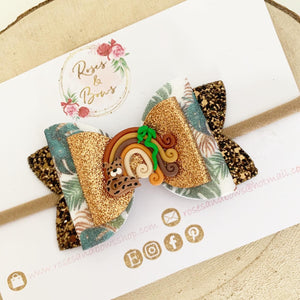 Leopard Rainbow Hair Bow Headband or Clip