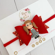 Load image into Gallery viewer, Red School Girl Hair Bow Headband or Clip READY TO SHIP
