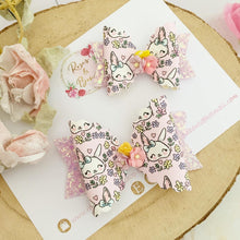 Load image into Gallery viewer, Pink Easter Bunny Hair Bow Headband or clip
