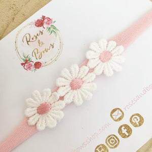 Daisy headband - pink nylon headband