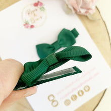 Load image into Gallery viewer, Forest Green School Small Hair Bow Clip Set
