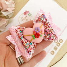 Load image into Gallery viewer, Valentine’s Heart Hair Bow Headband or Clip
